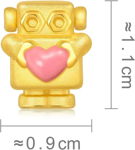 Vista 5 de CHOW SANG SANG 999 24K oro sólido Love Robot Mini Charm pulsera para mujer 92435C, Oro