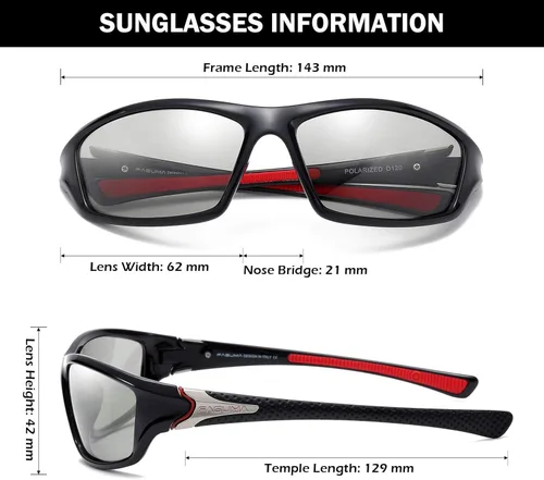 Vista 3 de Gafas de sol polarizadas para hombre, ciclismo, conducir, pesca, 100% protección UV