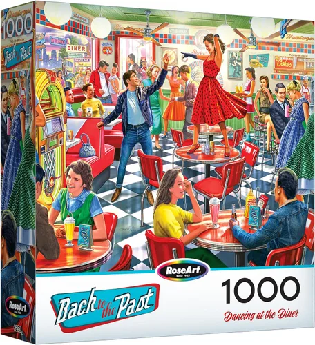 Vista 7 de RoseArt - Volver al pasado - 1950'S Hollywood Street - Rompecabezas de 1000 piezas para adultos