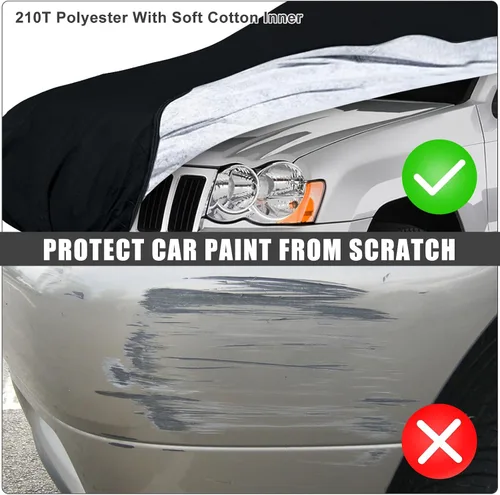 Vista 6 de Funda impermeable de 6 capas para automóvil de repuesto para Jeep Grand Cherokee 1993-2010 All Weather Car Cover with Cotton Liner, Zipper Door