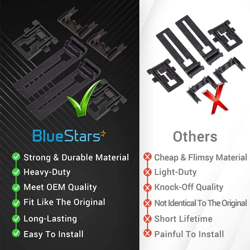 Vista 2 de BlueStars (Actualización) Premium W10195839 & W10195840 & W10250160 Posicionador Ajustador, Ajustador de Rack y Brazo Ajustador Clip-Lock Kit