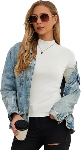 Vista 4 de PrinStory Camisetas de manga corta para mujer, para otoño, de negocios, elegantes, casuales, sin botones, a la moda 2023