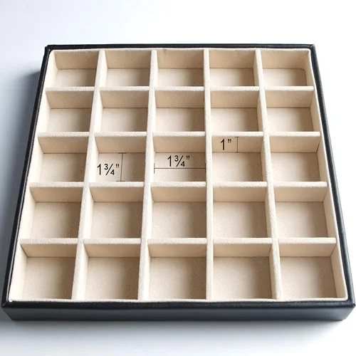 Vista 8 de Frebeauty Paquete de joyero grande de poliuretano una caja de joyería multifuncional (negro) y una caja organizadora de aretes de 50 ranuras (negro)