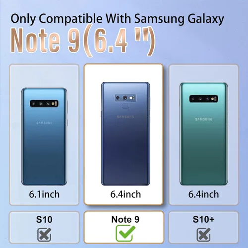 Vista 2 de Likiyami Funda 2 en 1 para Samsung Galaxy Note 9, diseño de corazón, para mujeres y niñas, bonita, de lujo, bonita, estética, moderna, color negro
