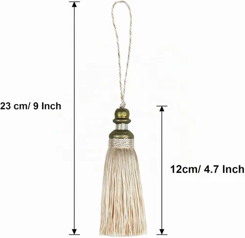 Vista 2 de 2 unidades de borla para llavero de 21 cm / 8 pulgadas con asas, borla artesanal hecha a mano, accesorios de bricolaje para decoración del hogar
