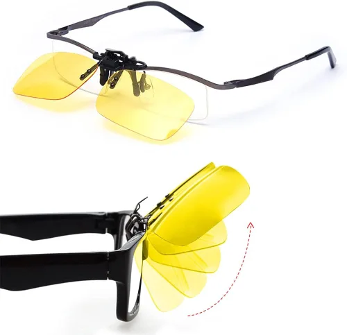 Vista 3 de Gafas de sol con clip de TERAISE 2-PCSDayNight Vision UV400 Flip-Up