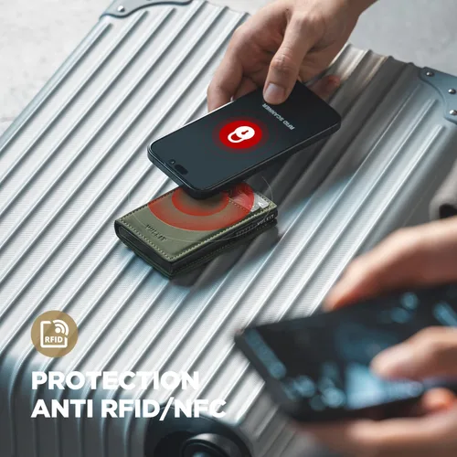 Vista 62 de VULKIT Billeteras delgadas para hombre, con bloqueo RFID, diseño minimalista con capacidad para hasta 11 tarjetas, Negro -, Minimalista