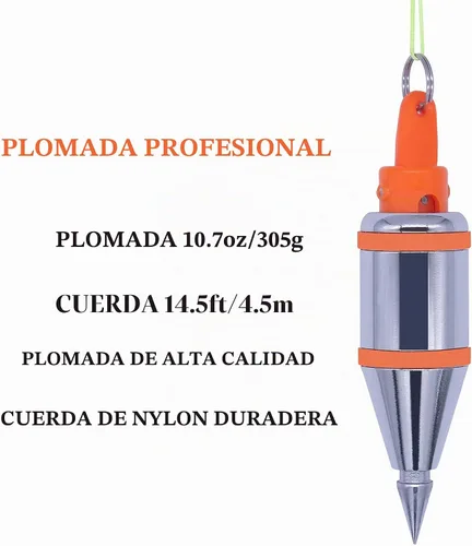 Vista 2 de 2 piezas de plomada magnética - 10.7 oz (305g) Plumb Rite con cuerda de 14.5 pies (4.5m), sacapuntas, 2 lápices, carrete de línea utilizado