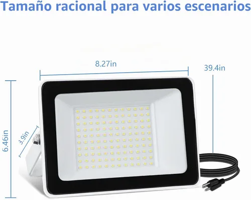 Vista 5 de UFOND - Luces de inundación LED de 10000 lúmenes, reflectores impermeables para exteriores de 100 W Paquete de 2, ángulo de iluminación ajustable