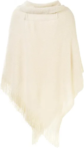 Vista 2 de Ferand Poncho de ajuste holgado para mujer con elegantes botones de cuerno, cuello en V y dobladillo en V