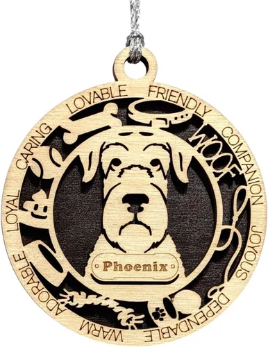 Vista 72 de Adorno de Navidad personalizado para perro Cavalier King Charles Spaniel, redondo de 3 pulgadas, madera cortada con láser de 2 capas, nombre y texto