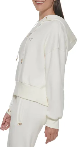 Vista 2 de DKNY Sudadera deportiva de forro polar de manga larga con logotipo para mujer