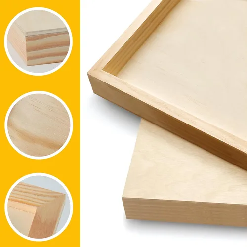 Vista 5 de Falling in Art Paquete de 2 paneles de lienzo de madera sin terminar, kit de paneles de madera de abedul de galería de 5 x 5, tablas de cuna de arte