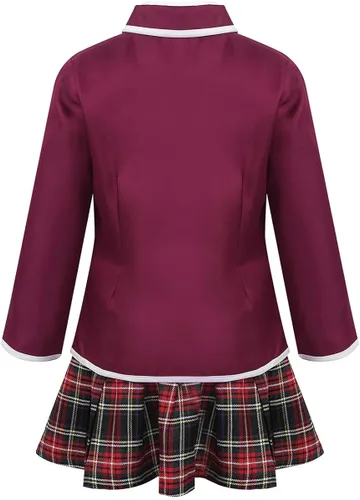 Vista 2 de CHICTRY Conjunto de 4 piezas para estudiantes de estilo británico para niños y niñas, disfraz clásico de anime japonés