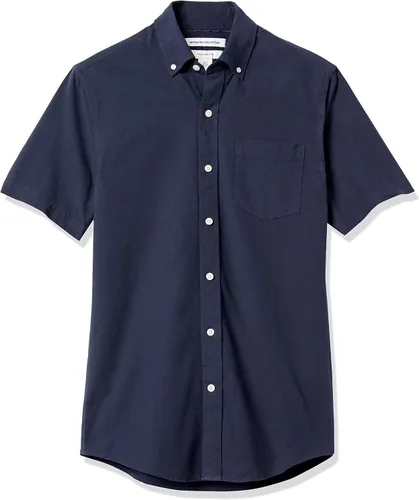 Vista 6 de Tienda Essentials Camisa Oxford de manga corta ajustada con bolsillo para hombre