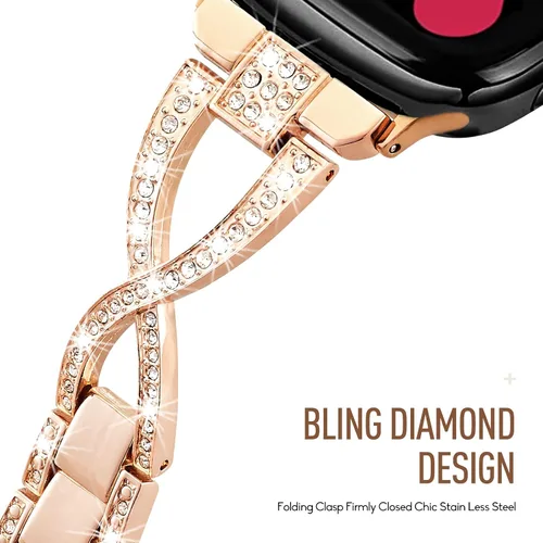 Vista 3 de for Apple Watch Band 38mm 40mm 41mm 42mm 44mm 45mm 46mm 49mm iWatch Bands Series 11 10 9 8 7 6 5 4 3 SE Bling Metal Bracelet Women Dressy Cute Strap