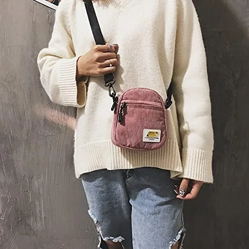 Vista 2 de Bolso bandolera pequeño de pana para hombre, bolso cruzado para mujer, bolso cruzado estético