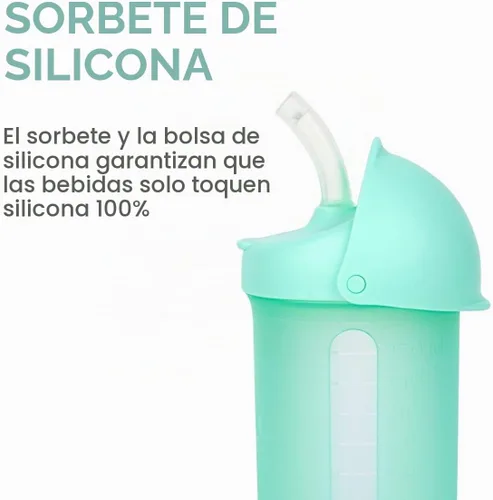 Vista 2 de Boon Swig - Taza de silicona para niños pequeños, 9 onzas. Menta