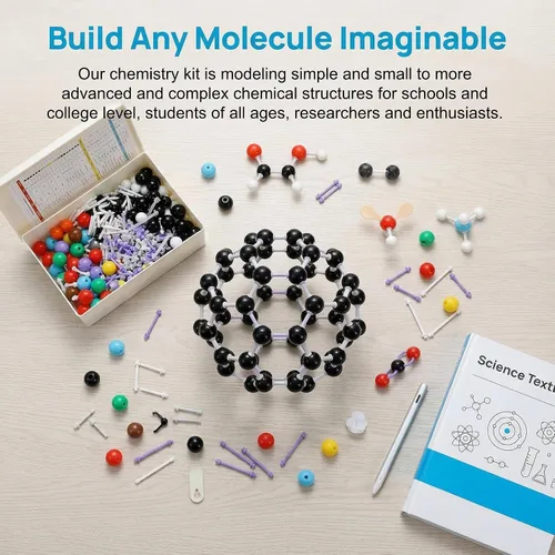 Vista 6 de SOUJOY Modelo molecular de química de 444 piezas para construir estructuras orgánicas e inorgánicas, juego de aprendizaje de ciencia visual 3D