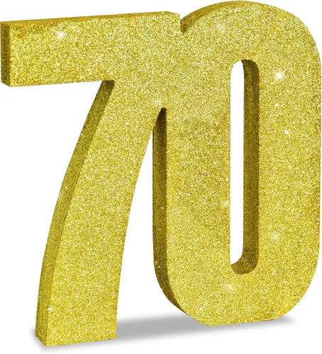 Vista 16 de TONIFUL Centros de mesa de madera número 0 con purpurina dorada de 7.8 pulgadas, decoración de fiesta de cumpleaños, oro brillante digital 0
