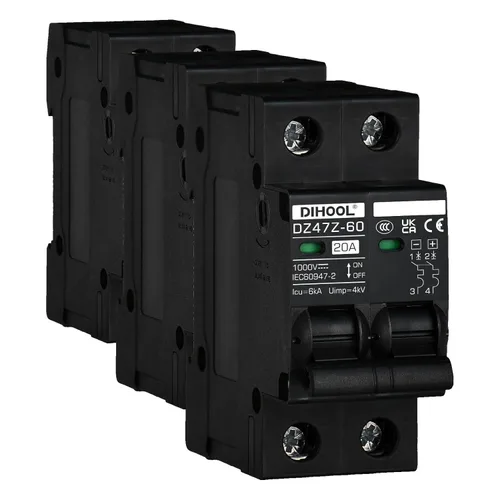 Vista 17 de DIHOOL Disyuntor DC Interruptor de desconexión solar de 100 amperios 2p 1000V para PV, UPS, batería de RV, montaje en carril DIN..