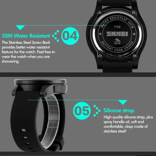 Vista 6 de Skmei relojes hombres reloj deportivo resistente al agua reloj digital LED 1142