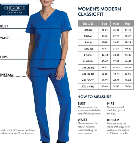 Vista 2 de Cherokee Ropa quirúrgica superior para mujer, con cuello en V, WW601