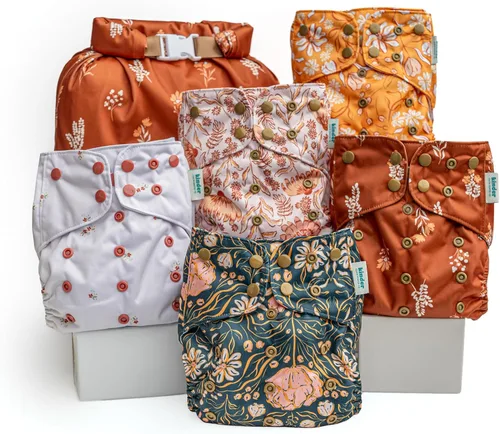 Vista 18 de Big Adventure Kinder - Juego de 5 pañales de tela reutilizables para bebé, estilo de bolsillo, jersey atlético que absorbe la humedad, insertos