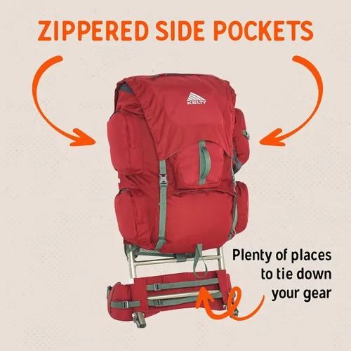 Vista 7 de Kelty Mochila Trekker 65, color rojo granate