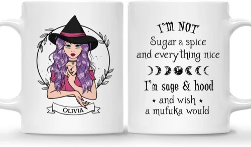 Vista 25 de Gossby Taza de café de bruja personalizada, regalo personalizado de Halloween para mujeres, hermana, mejor amiga, mamá, abuela con diseño, nombre