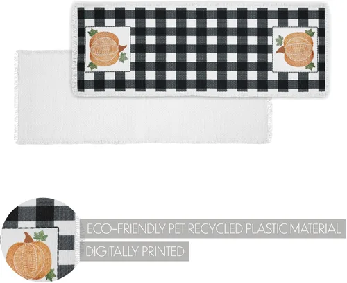 Vista 3 de VHC Brands Annie - Calabaza negra a cuadros para otoño, otoño, Acción de Gracias, Halloween, decoración para cocina, comedor, fiesta, camino