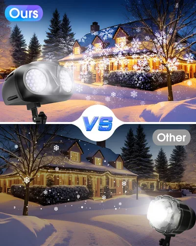 Vista 3 de Proyector de copo de nieve de Navidad con luces HD para exteriores, luces LED de doble cabeza con control remoto, IP65 impermeable, para Halloween
