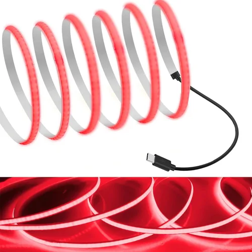 Vista 5 de MDee Tira de luces LED tipo C COB de 1.64 pies/1.6 ft - Flexible 0.197 in Oculta DC 5V Cinta LED con 320 LEDs/m para iluminación cálida (2700 K).