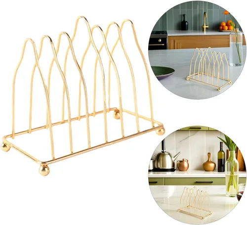Vista 9 de Alipis Escurridor de platos vertical, organizador de platos decorativo, soporte de hierro con diseño de drenaje, organizador de encimera