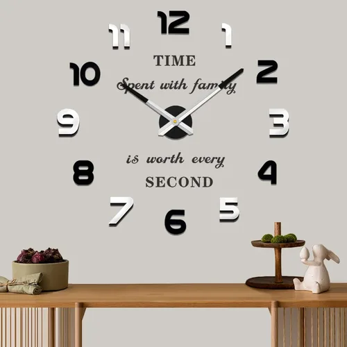 Vista 11 de VANGOLD Relojes de pared grandes para decoración de sala de estar, relojes de pared decorativos que funcionan con pilas (decoración de pared negra)