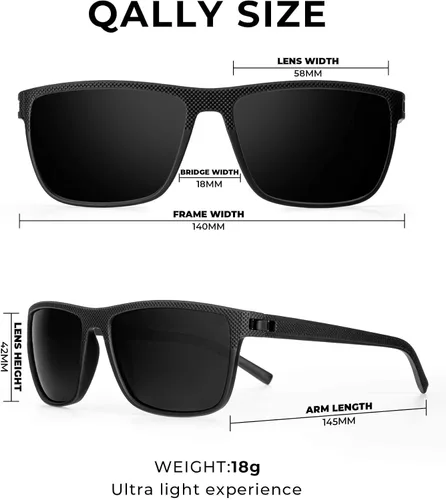 Vista 5 de QALLY 3 Pack Retro Square Polarized Sunglasses for Men UV Protection Rectangular Outdoors Sunglasses with Trendy Frame