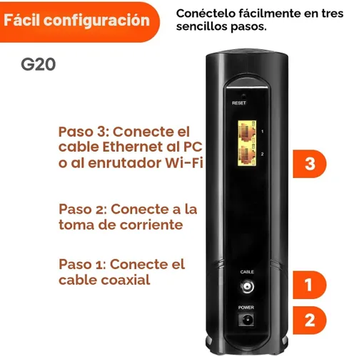 Vista 4 de ARRIS (G20) - Combo de Router de Módem de Cable - WiFi 6 (AX3000) DOCSIS 3.1 Multi-Gigabit Rápido, Aprobado para Comcast Xfinity, Cox, Spectrum