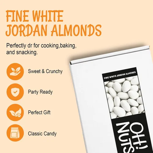 Vista 3 de Oh! Nuts Almendras Jordan blancas para Pascua, bodas, baby showers, cumpleaños, bolsa a granel de 5 libras