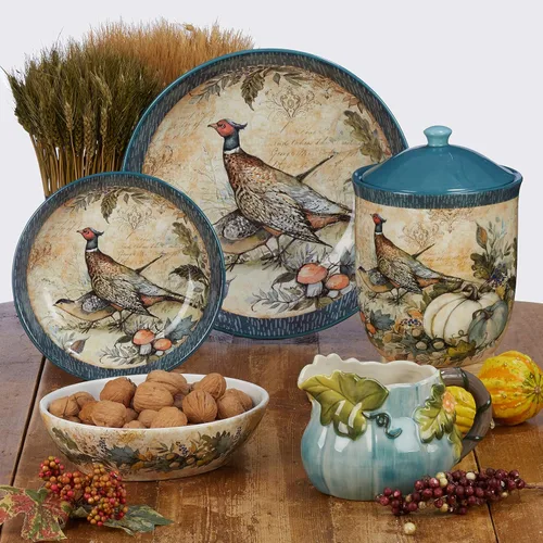 Vista 3 de Certified International Harvest Gatherings - Platos llanos de 11 pulgadas, multicolor, grandes, juego de 4
