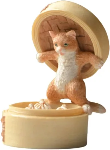 Vista 2 de Figura miniatura de gato de jardín de hadas - Hola hora de comer