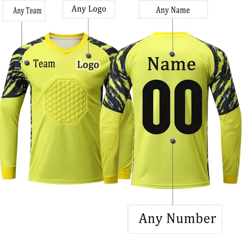 Vista 3 de Camiseta de portero personalizada Camiseta de portero de entrenamiento de fútbol deportivo Casavisitante Jersey de portero de fútbol Nombre