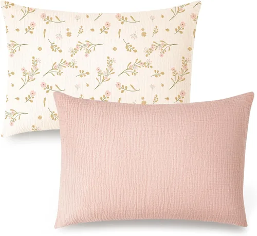 Vista 13 de Konssy Funda de almohada de muselina para niños pequeños para almohada de 13x18, paquete de 2 fundas de almohada de algodón suave y transpirable