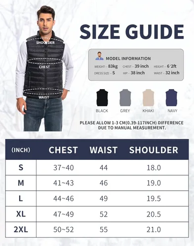 Vista 6 de Pioneer Camp Chaleco acolchado ligero para hombre, plegable, repelente al agua, cálido, acolchado, sin mangas, para el trabajo, casual, viajes