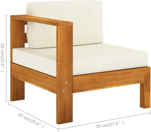 Vista 3 de vidaXL Sofá de patio de 3 plazas de madera de acacia maciza con cojines, juego de salón al aire libre