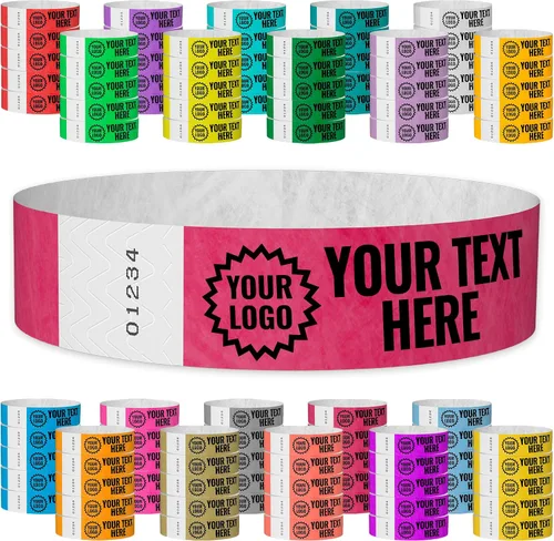 Vista 20 de Tyvek - Pulseras personalizadas de 3/4 de pulgada para eventos - Personalizadas con imagen o logotipo (tipo papel) Personalize w/ Clipart Text &