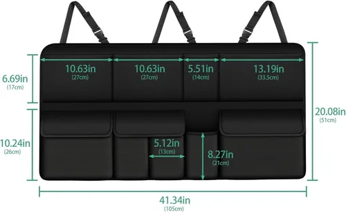 Vista 4 de Organizador colgante para maletero de automóvil, apto para Toyota RAV4, plegable, de gran capacidad, 41.3 x 20 pulgadas, organizador de maletero