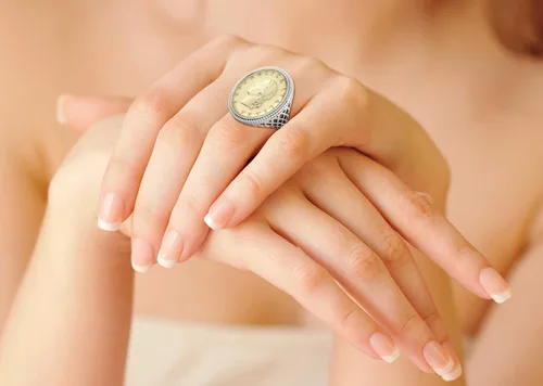 Vista 3 de Miabella Anillo de cuerda de moneda italiana auténtica de plata de ley 925 de 20 lira, para mujer