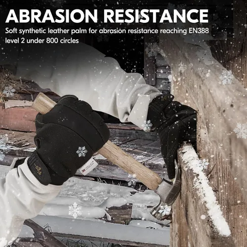 Vista 4 de Vgo... 32℉ or Above Lined Winter Warm Work Gloves,Synthetic Leather,Freezer Work Gloves, High Dexterity(SL8270F)