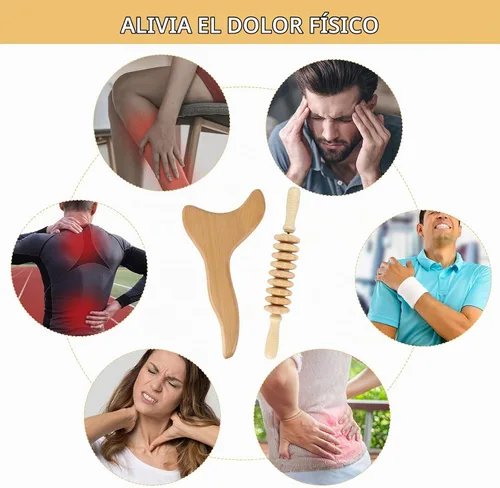 Vista 4 de 2 herramientas de madera Gua Sha, herramienta de drenaje linfático, herramientas de masaje de terapia de madera, herramientas manuales Gua Sha