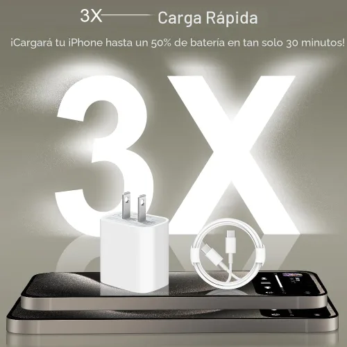 Vista 2 de Cargador de carga rápida para iPhone 17, 16, 15, paquete de 2+2 cargadores de pared USB C de 20 W con cable de carga rápida de 6 pies compatible